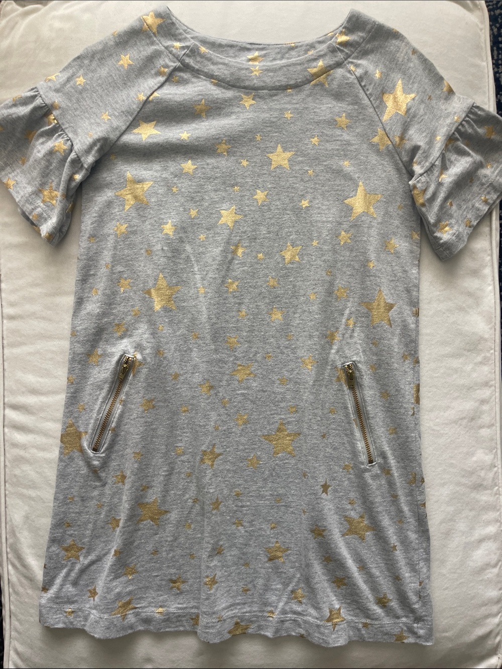 CRAZY 8 Girls' Size 10-12 Gray Tee Dress with Gold Star Print